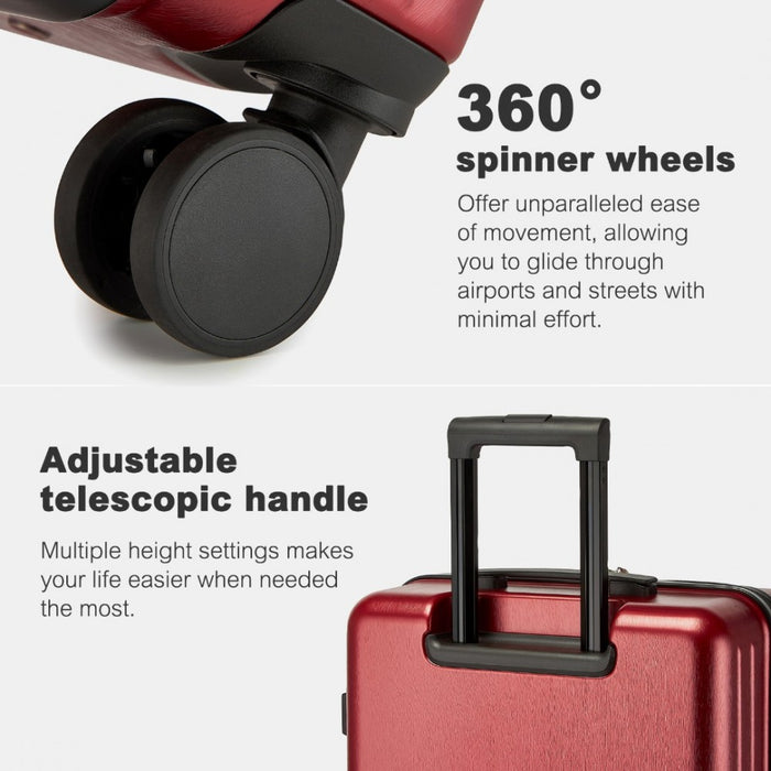 KSK2493 - Kono Durable 24 Inch ABS+PC Hardshell Suitcase with TSA Lock Lightweight Travel Luggage with 360° Spinner Wheels - Burgundy