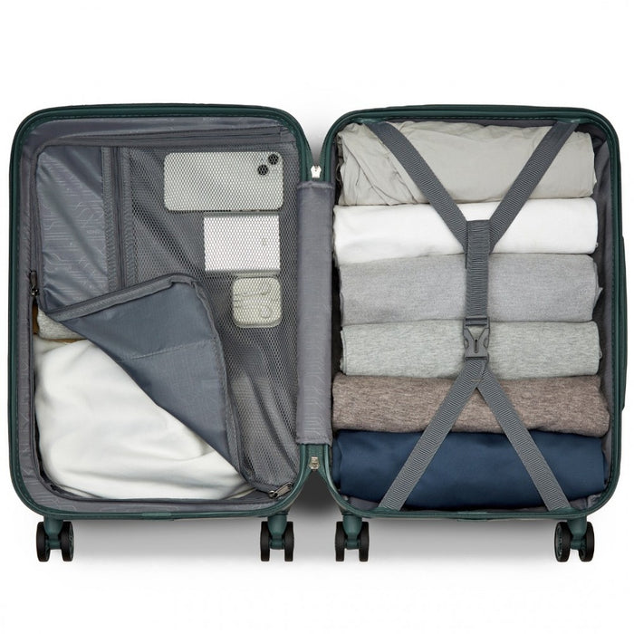 KSK2494 - Kono 20 Inch Cabin Size Minimalist Hard Shell ABS+PC Carry-On Suitcase with TSA Lock 360° Spinner Wheels - Military Green