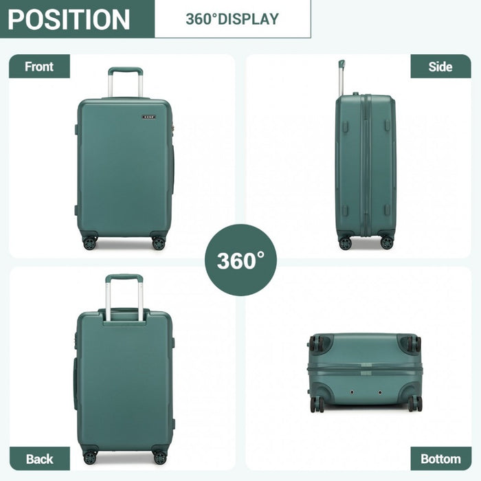 KSK2494 - Kono 20 Inch Cabin Size Minimalist Hard Shell ABS+PC Carry-On Suitcase with TSA Lock 360° Spinner Wheels - Military Green
