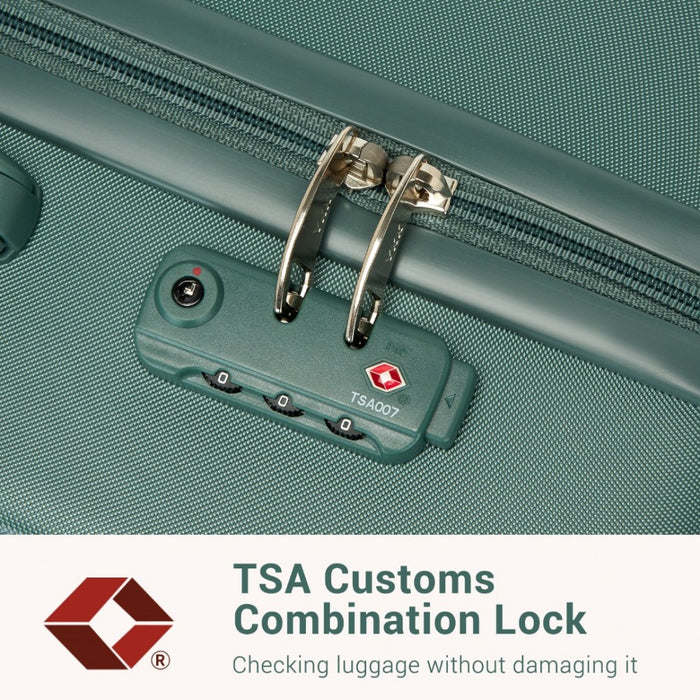 KSK2494 - Kono 20 Inch Cabin Size Minimalist Hard Shell ABS+PC Carry-On Suitcase with TSA Lock 360° Spinner Wheels - Military Green