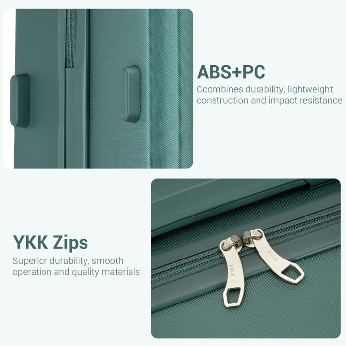 KSK2494 - Kono 20 Inch Cabin Size Minimalist Hard Shell ABS+PC Carry-On Suitcase with TSA Lock 360° Spinner Wheels - Military Green