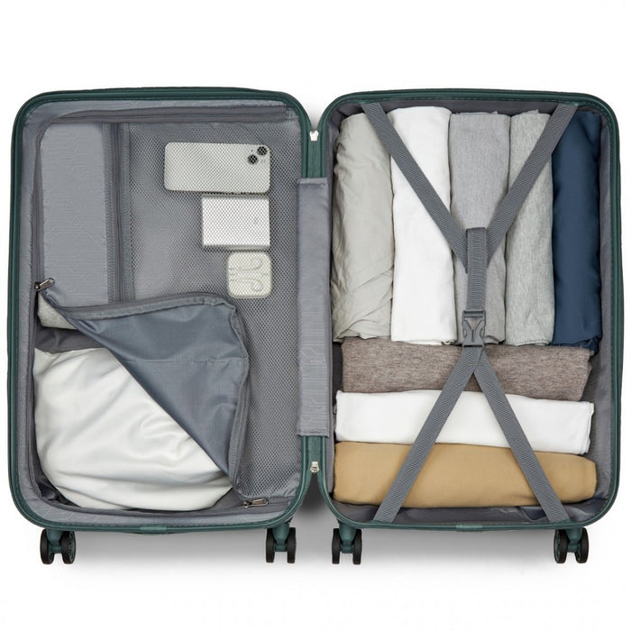 KSK2494 - Kono 28 Inch Minimalist Hard Shell ABS+PC Check-In Suitcase with TSA Lock 360° Spinner Wheels - Military Green