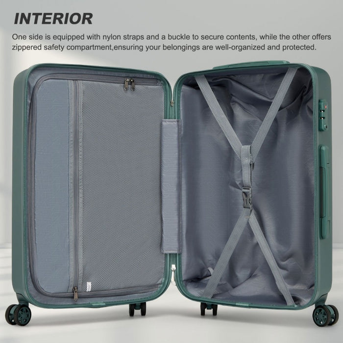 KSK2494 - Kono 24 Inch Minimalist Hard Shell ABS+PC Check-In Suitcase with TSA Lock 360° Spinner Wheels - Military Green