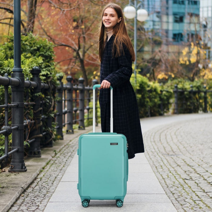 KSK2494 - Kono 20 Inch Cabin Size Minimalist Hard Shell ABS+PC Carry-On Suitcase with TSA Lock 360° Spinner Wheels - Blue