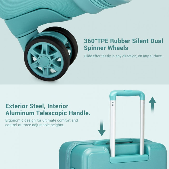 KSK2494 - Kono 20 Inch Cabin Size Minimalist Hard Shell ABS+PC Carry-On Suitcase with TSA Lock 360° Spinner Wheels - Blue