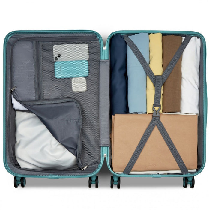 KSK2494 - Kono 28 Inch Minimalist Hard Shell ABS+PC Check-In Suitcase with TSA Lock 360° Spinner Wheels - Blue