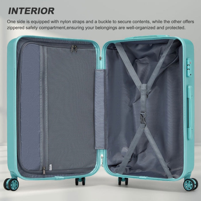 KSK2494 - Kono 28 Inch Minimalist Hard Shell ABS+PC Check-In Suitcase with TSA Lock 360° Spinner Wheels - Blue
