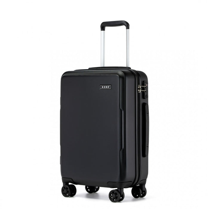KSK2494 - Kono 20 Inch Cabin Size Minimalist Hard Shell ABS+PC Carry-On Suitcase with TSA Lock 360° Spinner Wheels - Black