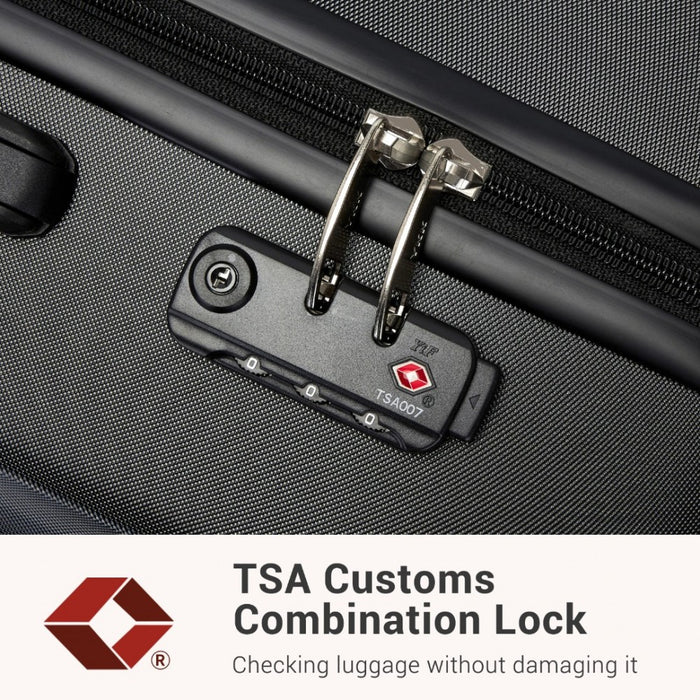 KSK2494 - Kono 20 Inch Cabin Size Minimalist Hard Shell ABS+PC Carry-On Suitcase with TSA Lock 360° Spinner Wheels - Black