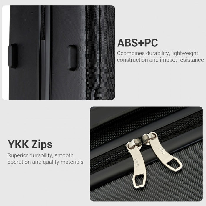 KSK2494 - Kono 20 Inch Cabin Size Minimalist Hard Shell ABS+PC Carry-On Suitcase with TSA Lock 360° Spinner Wheels - Black