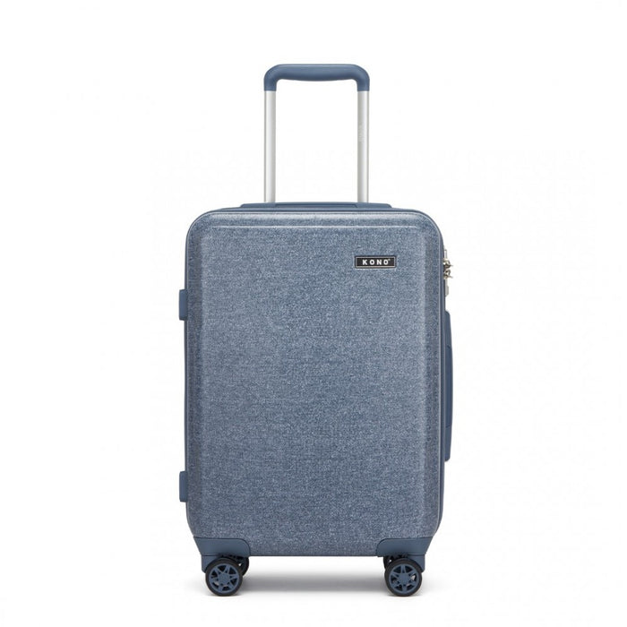 KSK2494 - Kono 20 Inch Cabin Size Minimalist Hard Shell ABS+PC Carry-On Suitcase with TSA Lock 360° Spinner Wheels - Denim Blue