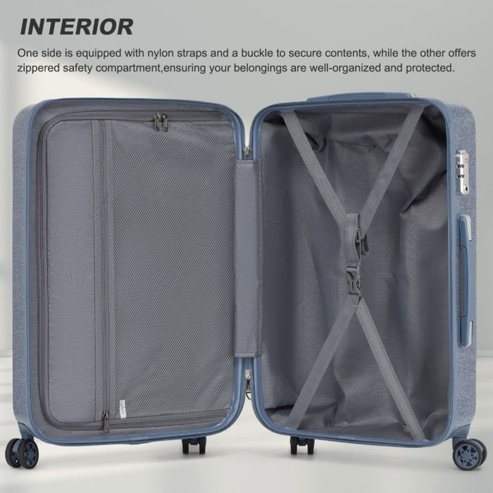 KSK2494 - Kono 24 Inch Minimalist Hard Shell ABS+PC Check-In Suitcase with TSA Lock 360° Spinner Wheels - Denim Blue