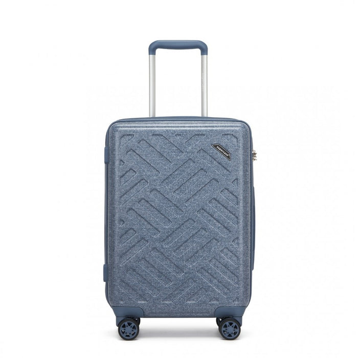 KSS2495 - Supercase 20 Inch Sleek Geometric Pattern Hard Shell ABS+PC Cabin Carry-On Suitcase with TSA Lock - Denim Blue