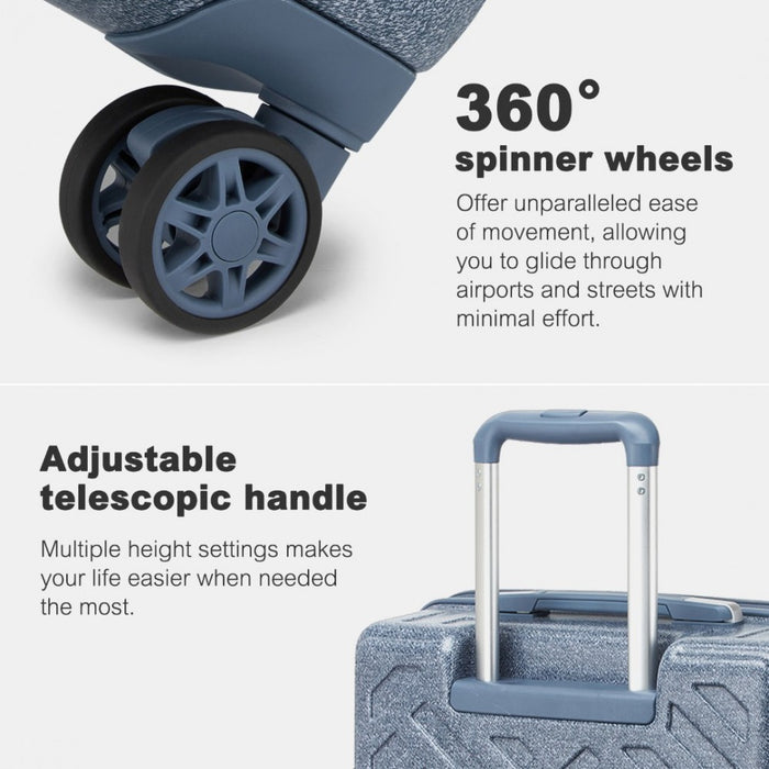 KSS2495 - Supercase 24 Inch Sleek Geometric Pattern Hard Shell ABS+PC Check-In Suitcase with TSA Lock for Effortless Travel - Denim Blue