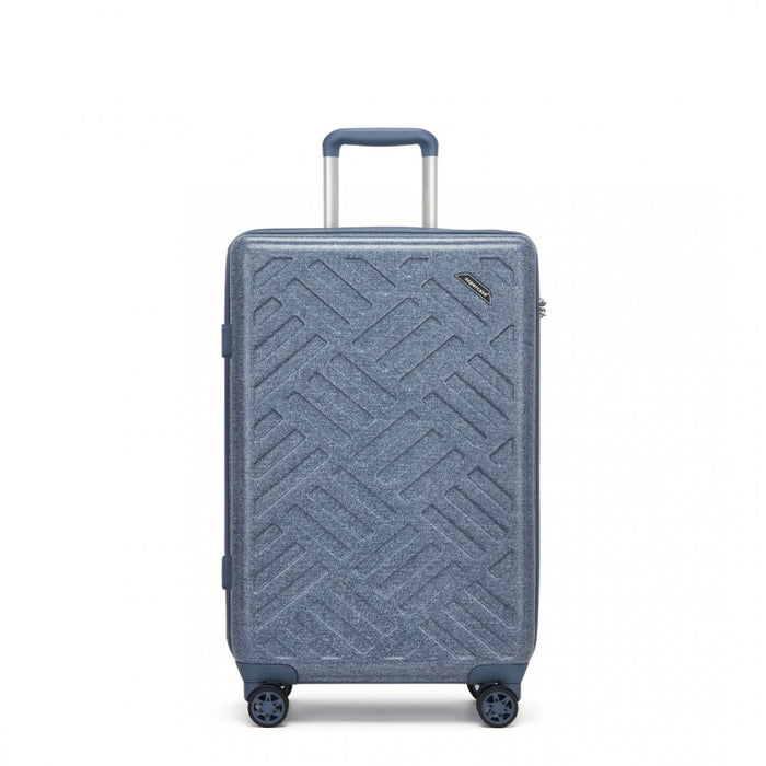 KSS2495 - Supercase 24 Inch Sleek Geometric Pattern Hard Shell ABS+PC Check-In Suitcase with TSA Lock for Effortless Travel - Denim Blue