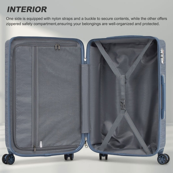 KSS2495 - Supercase 24 Inch Sleek Geometric Pattern Hard Shell ABS+PC Check-In Suitcase with TSA Lock for Effortless Travel - Denim Blue