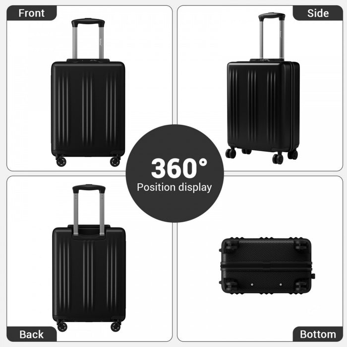 KSK2583 - Kono Premium ABS+PC 20 Inch Hard Shell Cabin Suitcase with TSA Lock and Smooth 360° Silent Spinner Wheels - Black