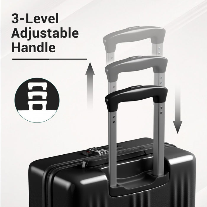 KSK2583 - Kono Premium ABS+PC 3-Piece Hard Shell Luggage Set with TSA Lock & 360° Silent Spinner Wheels - Black