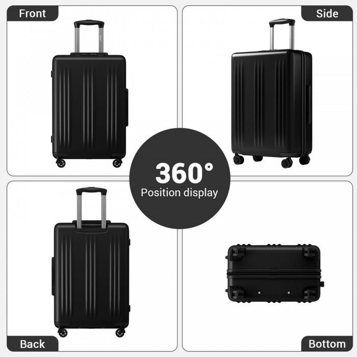 KSK2583 - Kono Premium ABS+PC 28 Inch Hard Shell Large Travel Suitcase for Long Haul Travel with TSA Lock - Black