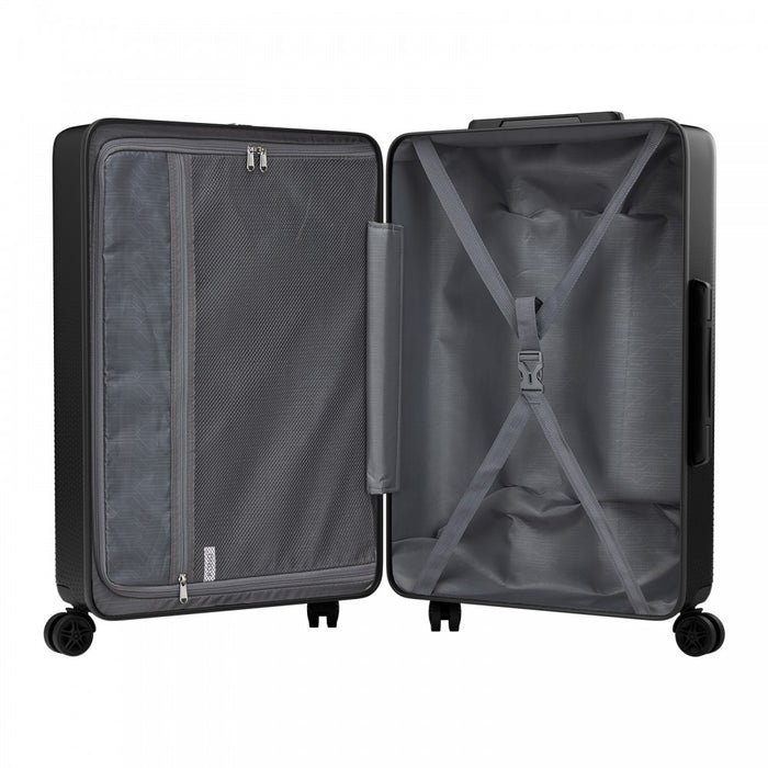 KSK2583 - Kono Premium ABS+PC 24 Inch Hard Shell Medium Check-In Luggage with TSA Lock & 360° Silent Spinner Wheels - Black