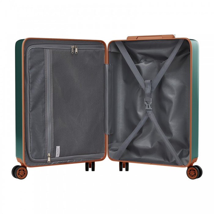 KSK2583 - Kono Premium ABS+PC 20 Inch Hard Shell Cabin Suitcase with TSA Lock and Smooth 360° Silent Spinner Wheels - Green and Brown