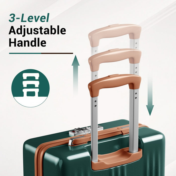 KSK2583 - Kono Premium ABS+PC 20 Inch Hard Shell Cabin Suitcase with TSA Lock and Smooth 360° Silent Spinner Wheels - Green and Brown