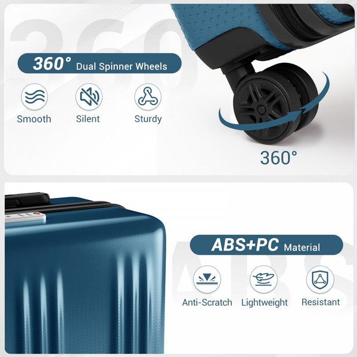 KSK2583 - Kono Premium ABS+PC 28 Inch Hard Shell Large Travel Suitcase for Long Haul Travel with TSA Lock - Navy