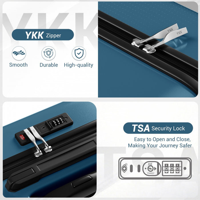 KSK2583 - Kono Premium ABS+PC 20 Inch Hard Shell Cabin Suitcase with TSA Lock and Smooth 360° Silent Spinner Wheels - Navy