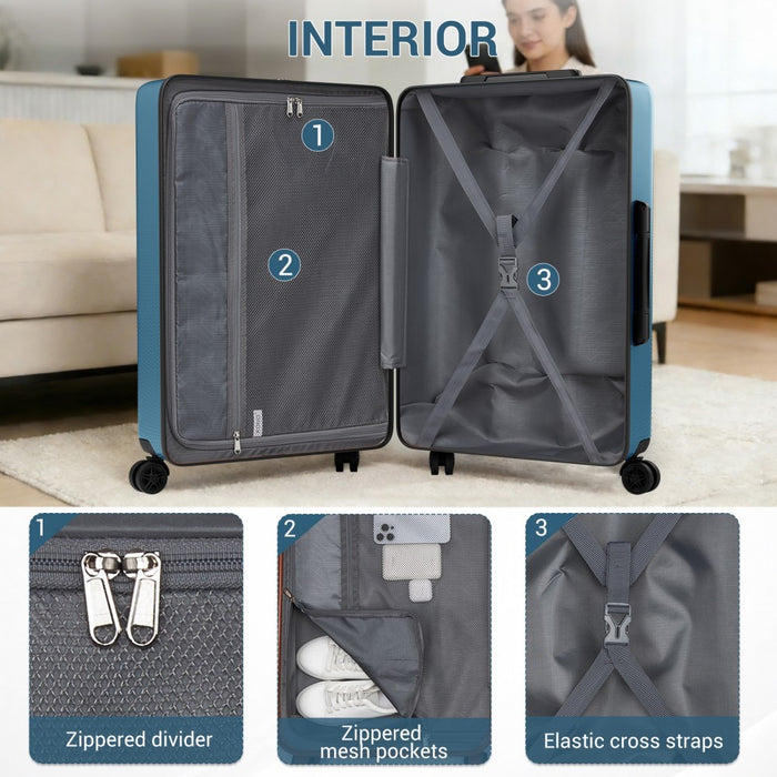 KSK2583 - Kono Premium ABS+PC 28 Inch Hard Shell Large Travel Suitcase for Long Haul Travel with TSA Lock - Navy