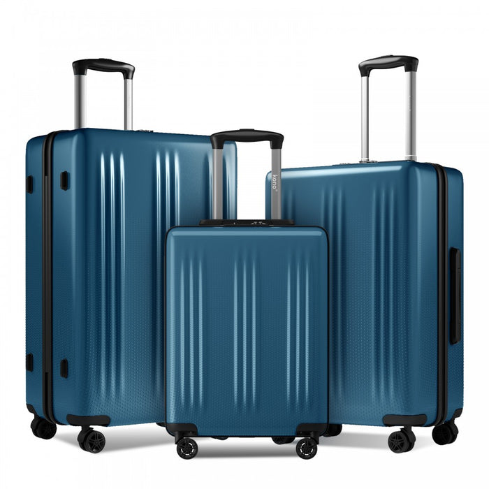 KSK2583 - Kono Premium ABS+PC 3-Piece Hard Shell Luggage Set with TSA Lock & 360° Silent Spinner Wheels - Navy