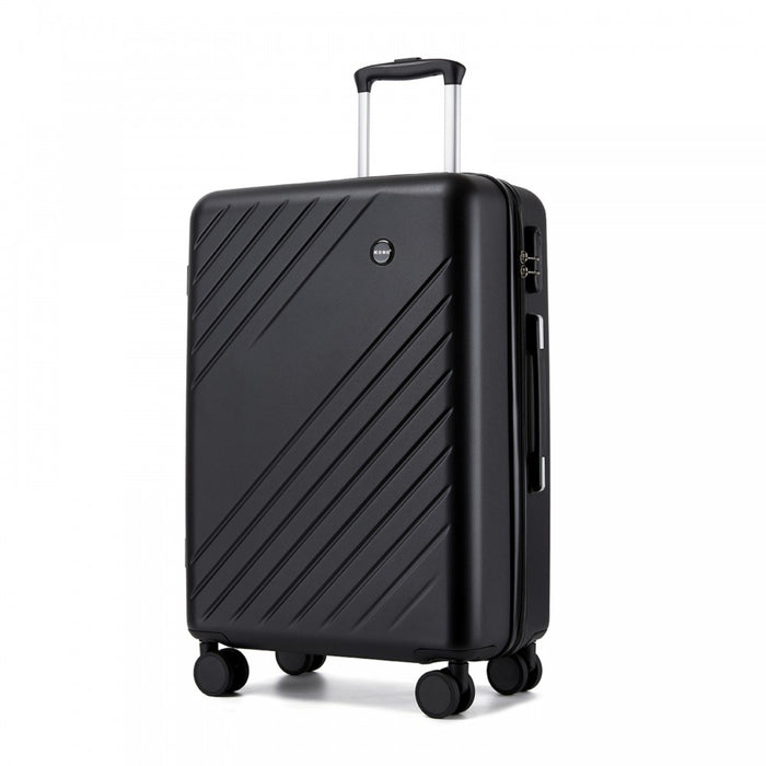 KSK2585 - Kono ABS+PC Hard Shell 3 Piece Luggage Set (20/24/28 Inch) with Diagonal Strap, Silent Wheels & Complete Travel Solution - Black