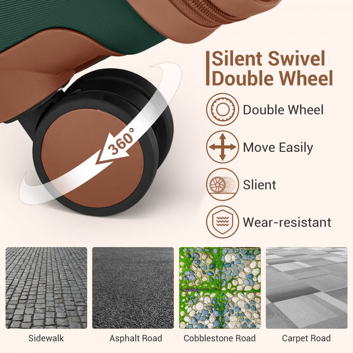 KSK2592 - Kono ABS+PC 28-Inch Striped Design with Colour-Block Details Large Checked Luggage for Longer Travels - Dark Green and Brown