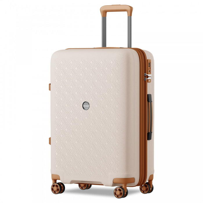 KSK2594 - Kono PP 28-inch Hard Shell Expandable Luggage–Lightweight Suitcase with TSA Lock & Built-in Cup Holder - Beige and Brown