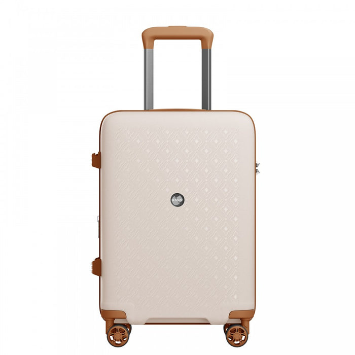 KSK2594 - Kono PP 20-inch Hard Shell Expandable Luggage-Lightweight Suitcase with TSA Lock & Built-in Cup Holder - Beige and Brown