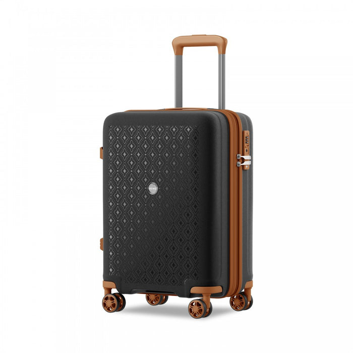 KSK2594 - Kono PP 20-inch Hard Shell Expandable Luggage-Lightweight Suitcase with TSA Lock & Built-in Cup Holder - Black and Brown
