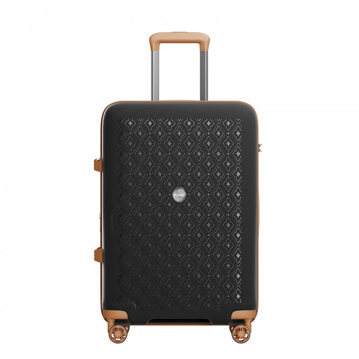 KSK2594 - Kono PP 24-inch Hard Shell Expandable Luggage–Lightweight Suitcase with TSA Lock & Built-in Cup Holder - Black and Brown