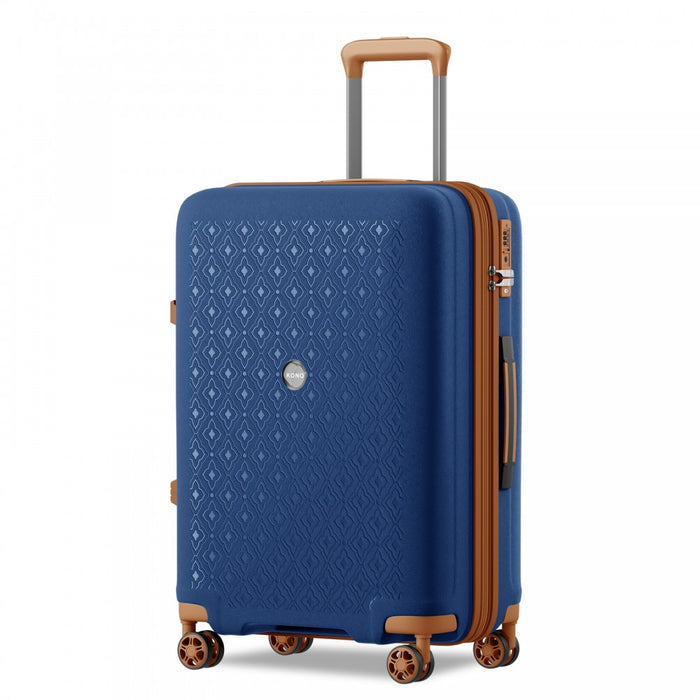 KSK2594 - Kono PP 28-inch Hard Shell Expandable Luggage–Lightweight Suitcase with TSA Lock & Built-in Cup Holder - Navy and Brown