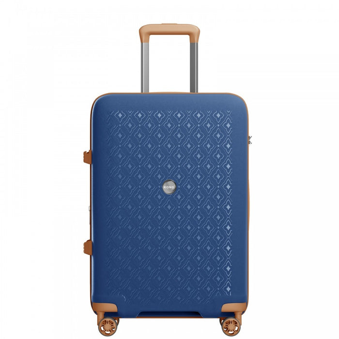 KSK2594 - Kono PP 28-inch Hard Shell Expandable Luggage–Lightweight Suitcase with TSA Lock & Built-in Cup Holder - Navy and Brown