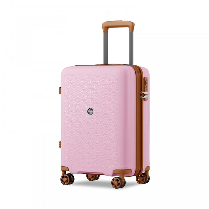 KSK2594 - Kono PP 20-inch Hard Shell Expandable Luggage-Lightweight Suitcase with TSA Lock & Built-in Cup Holder - Pink and Brown