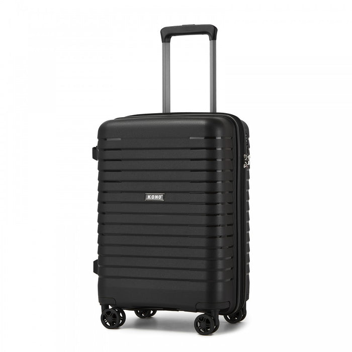 KSK2595 - Kono 20-Inch Hard Shell Scratch-Resistant PP Luggage with Cup Holder, TSA Lock & Expandable Design-Cabin Trolley For Travel - Black