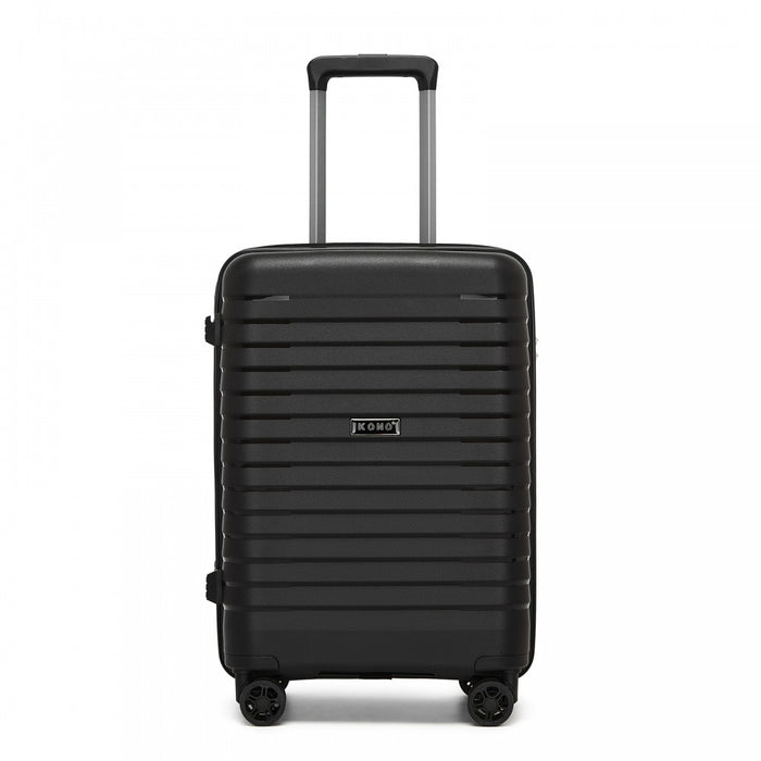 KSK2595 - Kono 20-Inch Hard Shell Scratch-Resistant PP Luggage with Cup Holder, TSA Lock & Expandable Design-Cabin Trolley For Travel - Black