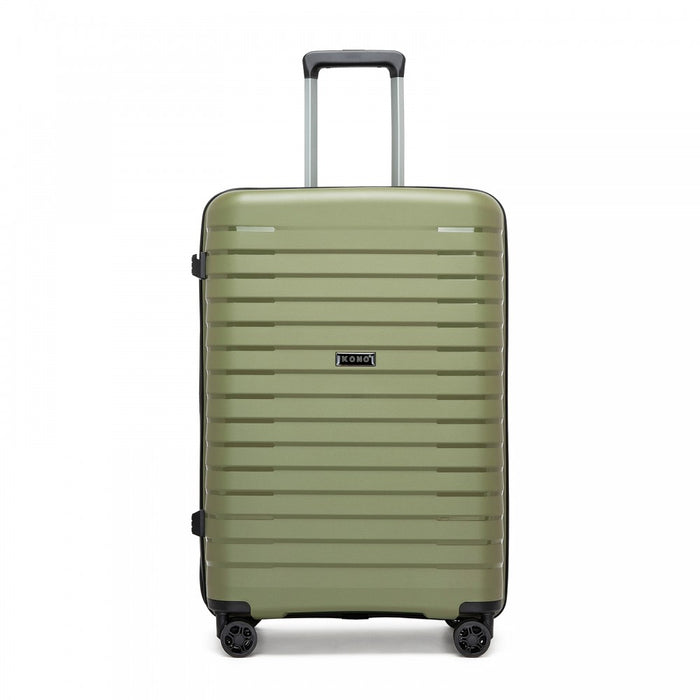 KSK2595 - Kono 24-Inch Hard Shell Scratch-Resistant PP Luggage with Cup Holder, TSA Lock & Expandable Design-Check-in Luggage For Travel - Green