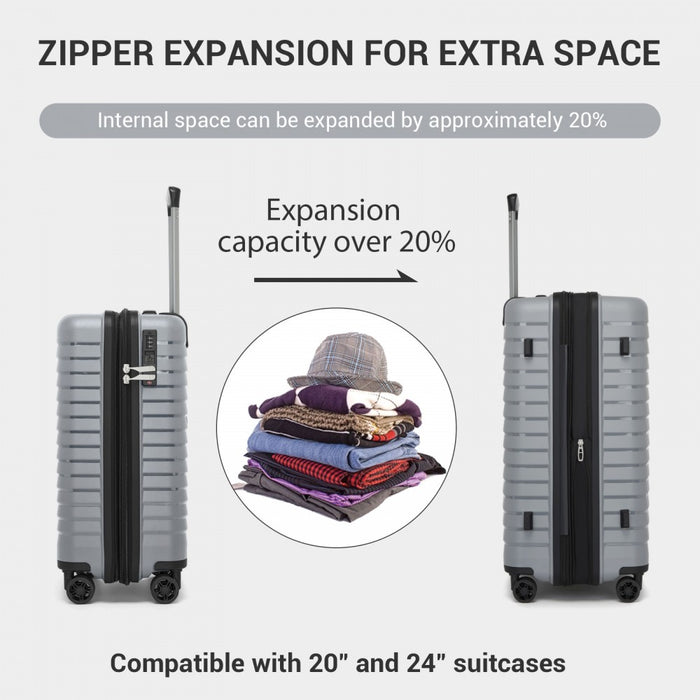 KSK2595 - Kono 20-Inch Hard Shell Scratch-Resistant PP Luggage with Cup Holder, TSA Lock & Expandable Design-Cabin Trolley For Travel - Grey