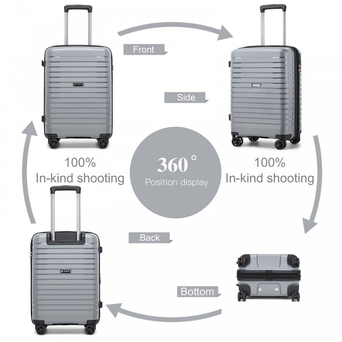KSK2595 - Kono 20-Inch Hard Shell Scratch-Resistant PP Luggage with Cup Holder, TSA Lock & Expandable Design-Cabin Trolley For Travel - Grey