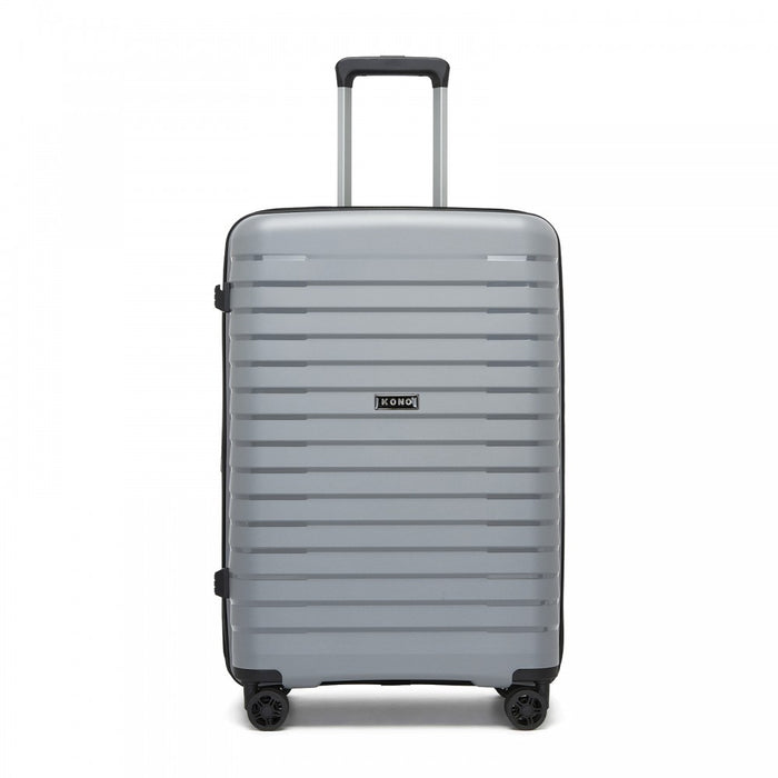 KSK2595 - Kono 28-Inch Hard Shell Scratch-Resistant PP Luggage with Cup Holder, TSA Lock & Expandable Design-Check-in Luggage For Travel - Grey