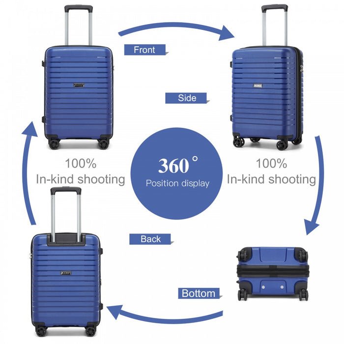 KSK2595 - Kono 20-Inch Hard Shell Scratch-Resistant PP Luggage with Cup Holder, TSA Lock & Expandable Design-Cabin Trolley For Travel - Navy