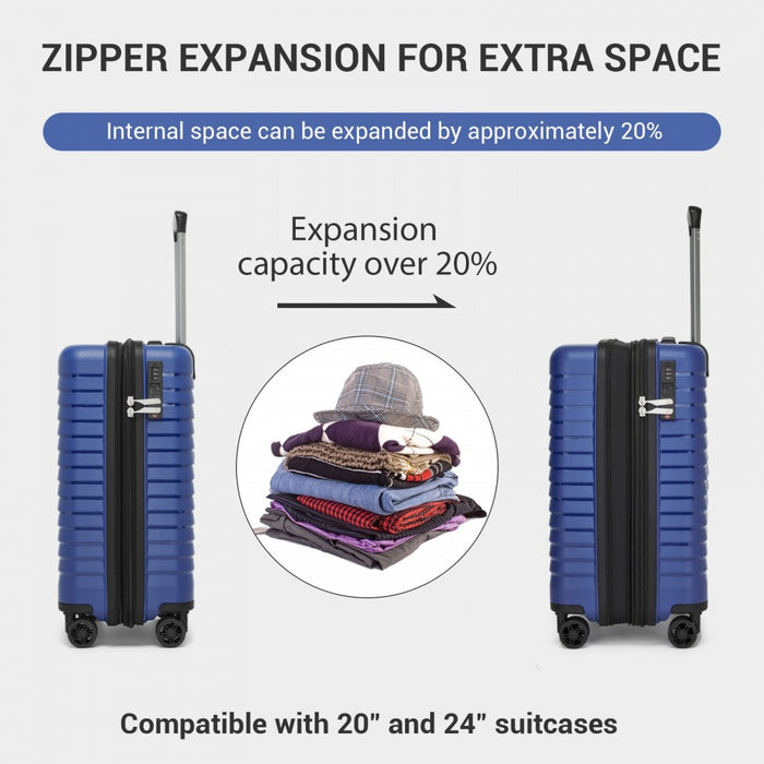 KSK2595 - Kono 20-Inch Hard Shell Scratch-Resistant PP Luggage with Cup Holder, TSA Lock & Expandable Design-Cabin Trolley For Travel - Navy