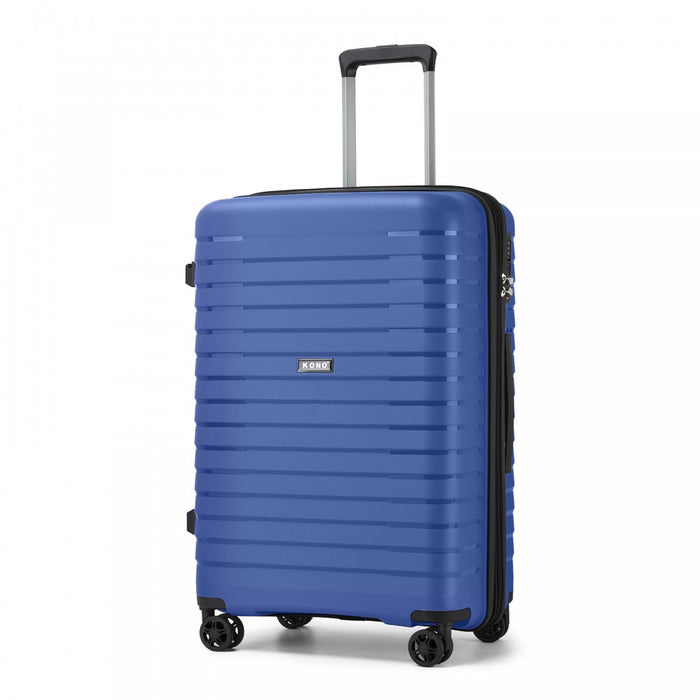 KSK2595 - Kono 24-Inch Hard Shell Scratch-Resistant PP Luggage with Cup Holder, TSA Lock & Expandable Design-Check-in Luggage For Travel - Navy