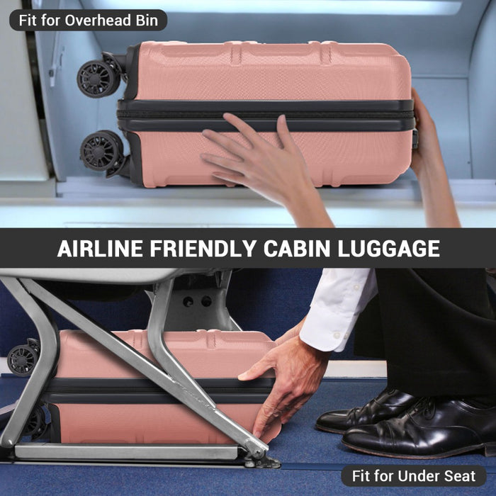 KSK2596 - Kono 16 Inch ABS Hard Shell Under-Seat Cabin Suitcase with Spinner Wheels - Nude