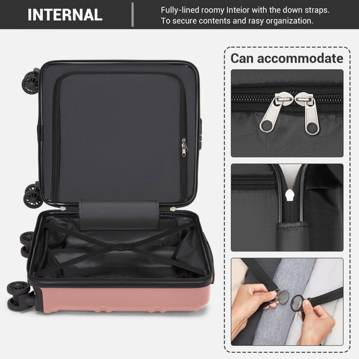 KSK2596 - Kono 16 Inch ABS Hard Shell Under-Seat Cabin Suitcase with Spinner Wheels - Nude